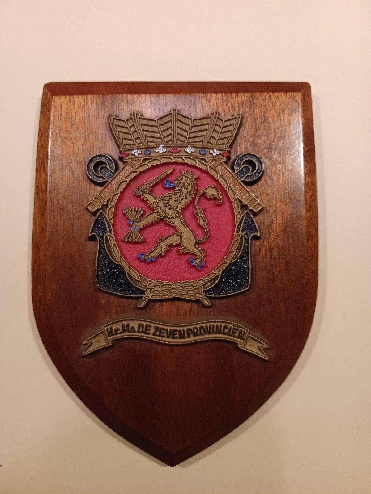 Wapenschild Hr. Ms. De Zeven Provincien / Koninklijke Marine, Verzamelen, Ophalen of Verzenden, Marine, Nederland, Embleem of Badge