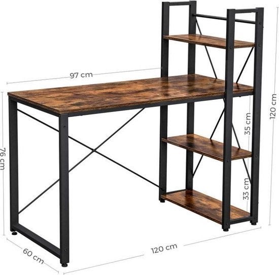 Industrieel Mazazu Bureau met planken te koop, Ophalen of Verzenden, Zo goed als nieuw, Industrial Mazazu Desk with Shelves for Sale