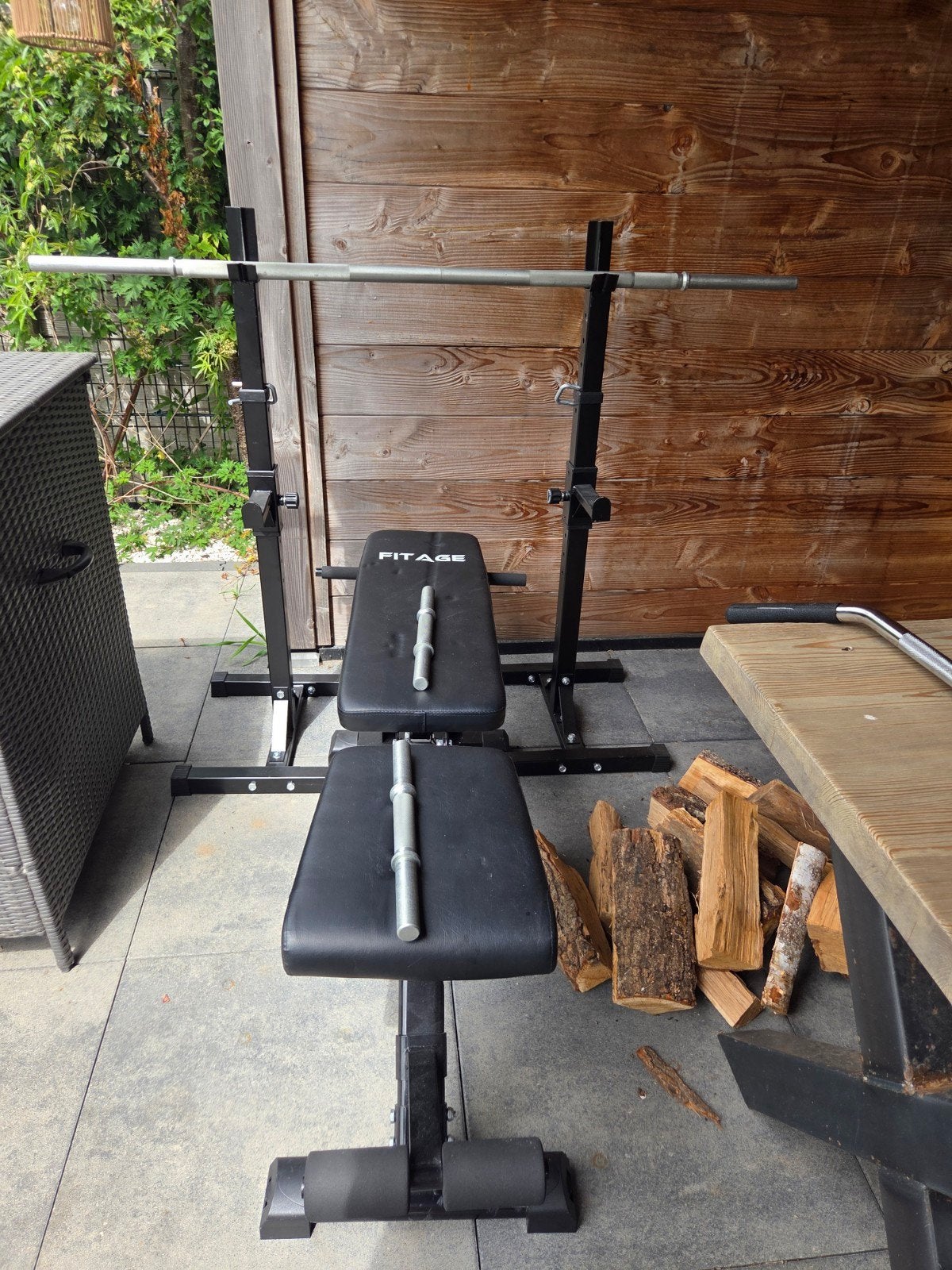 FitAge Krachtstation met halterbank en gewichten, Ophalen