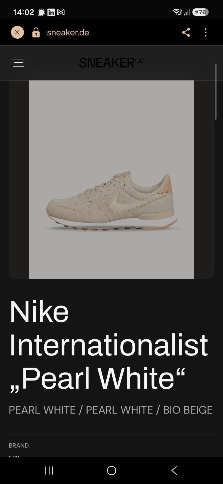 Nike Internationalist "Pearl White" - Nieuw in doos 36,5, Kleding | Dames, Beige, Nike, Nieuw, Ophalen of Verzenden