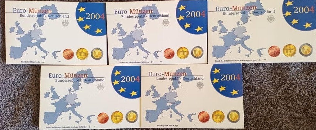 5 proofsets Duitsland 2004 ADFGJ, Ophalen of Verzenden, Duitsland, Overige waardes, Setje