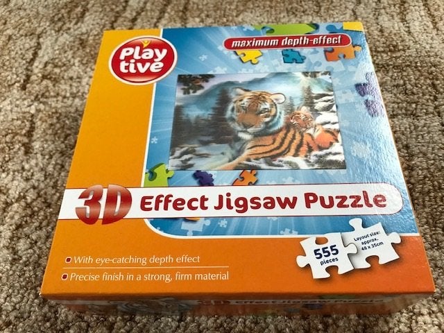3D Puzzel tijgers 555 stuks. 48x35 cm.Nieuw, Ophalen of Verzenden, 500 t/m 1500 stukjes, Nieuw, Rubik's of 3D-puzzel