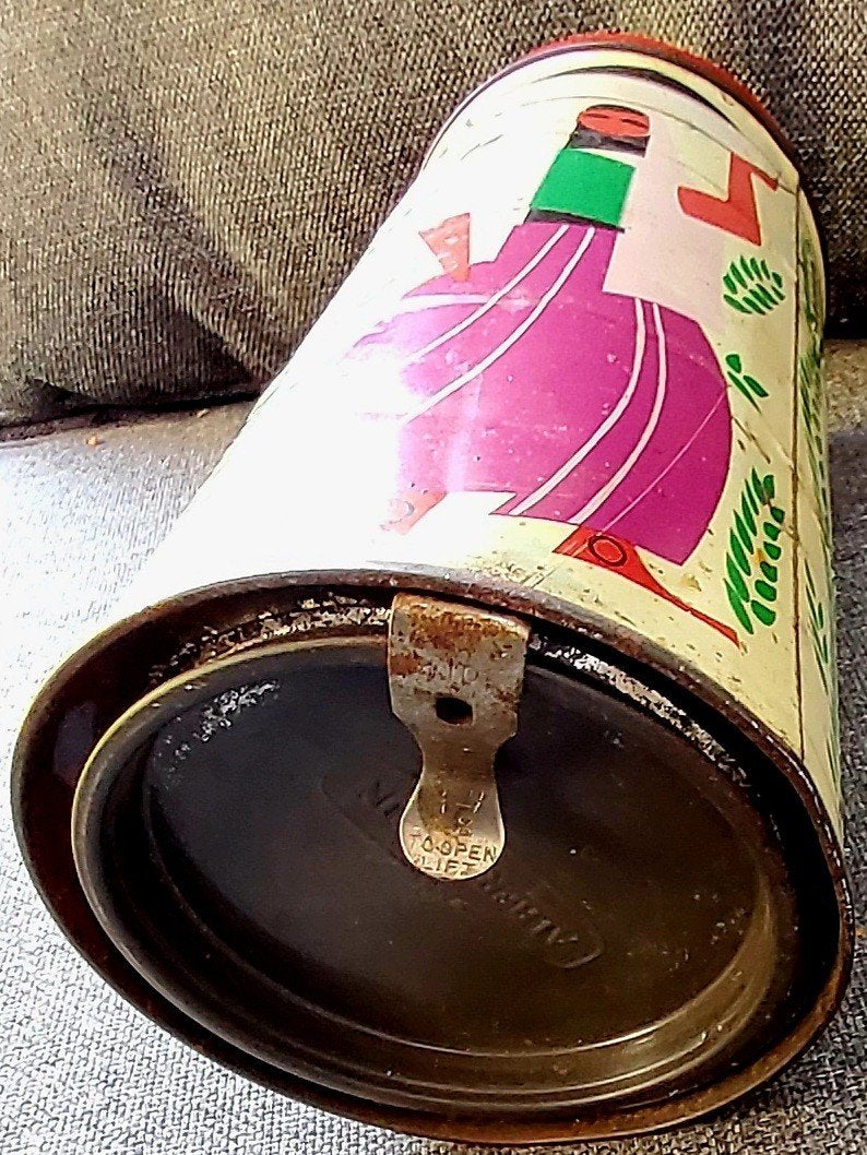 Vintage Albert Heijn blik met Mexicaanse afbeeldingen, Ophalen of Verzenden, Gebruikt, Overige