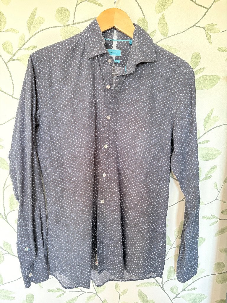 British Indigo blauw overhemd maat 40, Ophalen, Blauw, Halswijdte 39/40 (M), Zo goed als nieuw