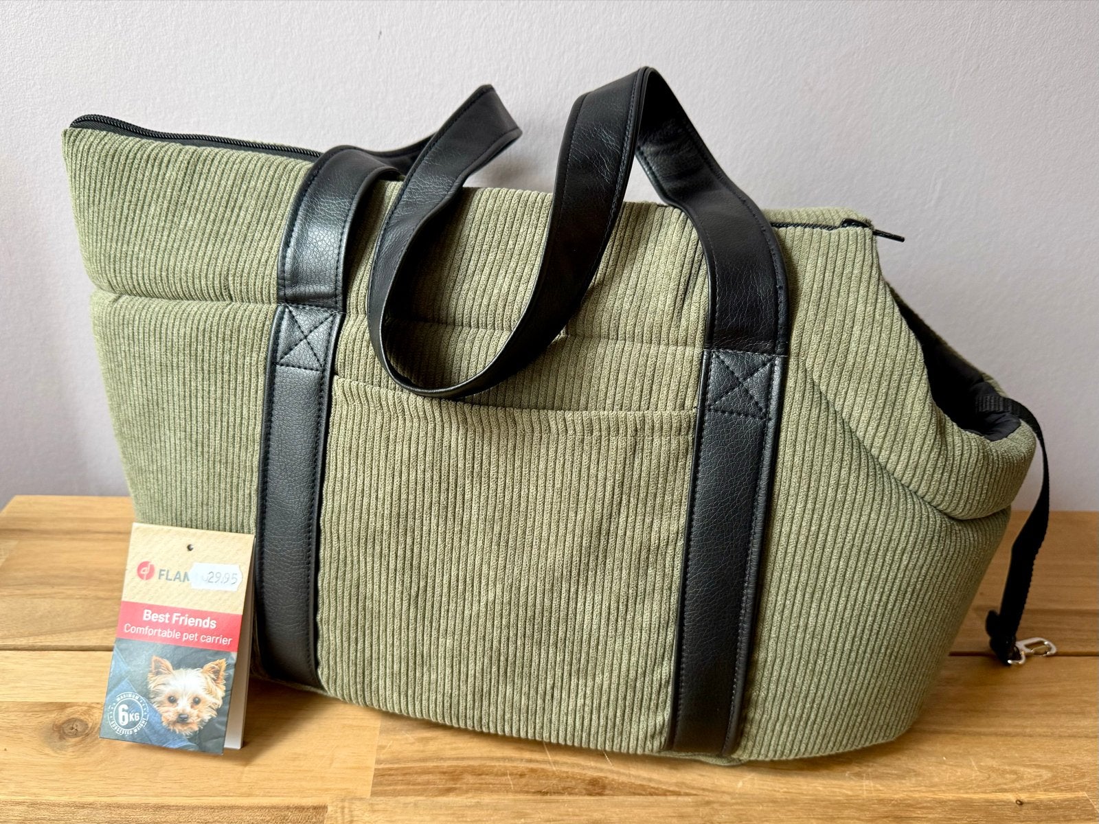 Flamingo pet carrier hondentas olijfgroen zgan, Ophalen of Verzenden, Zo goed als nieuw