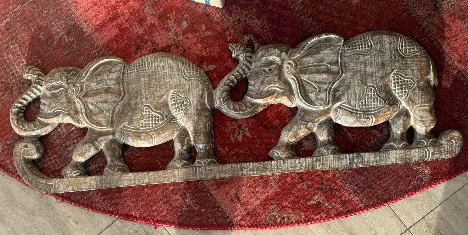 Wanddecoratie olifanten houtsnijwerk, Ophalen, Wandsculptuur, Gebruikt, Hout