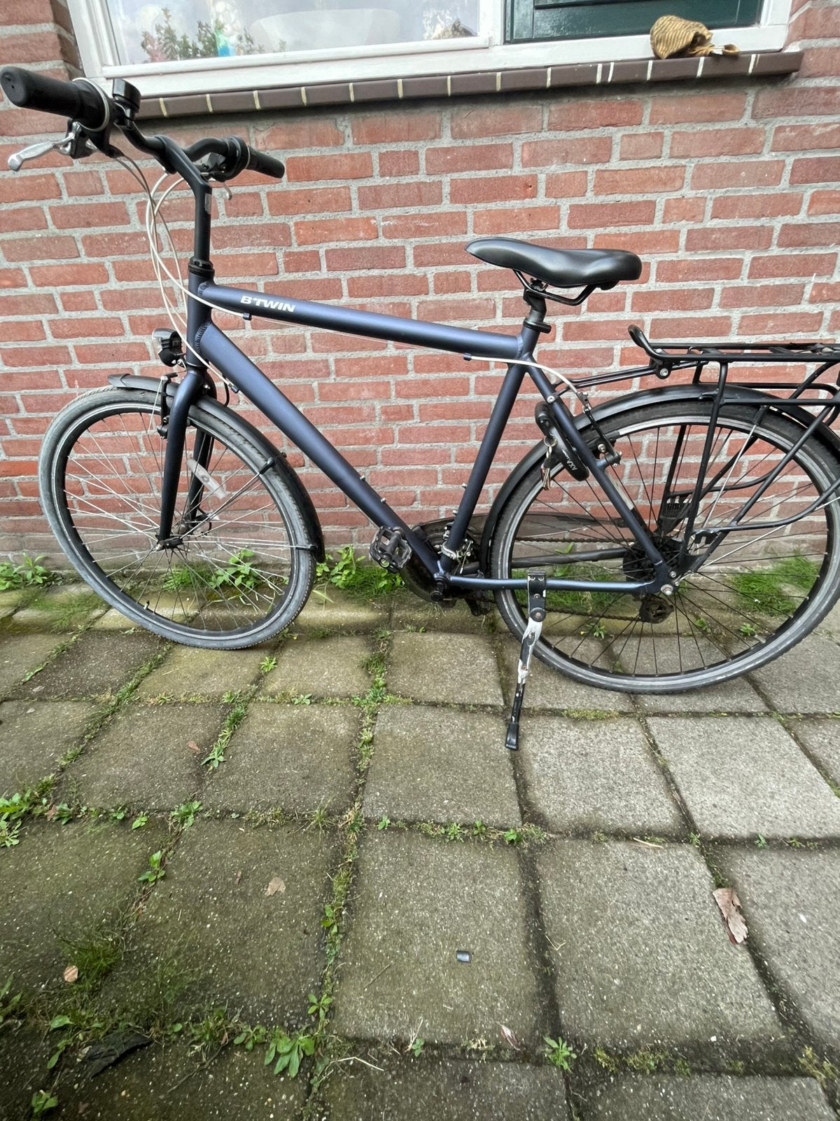 Elops Sportieve stadsfiets heren hoprider 100 blauw, Ophalen, Zo goed als nieuw, Meer dan 20 versnellingen, Overige merken