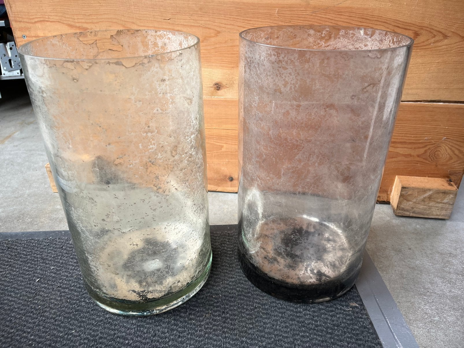 2 hoge vazen, Ophalen, Gebruikt, Transparant, Glas