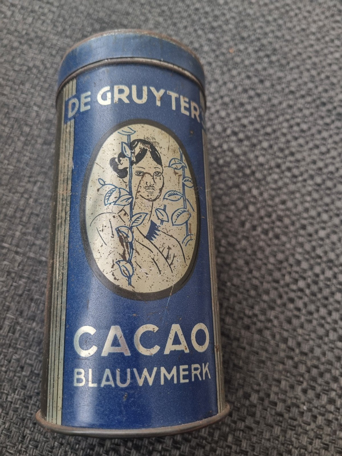 Vintage De Gruyter Cacao Blauwmerk blikje, Ophalen of Verzenden
