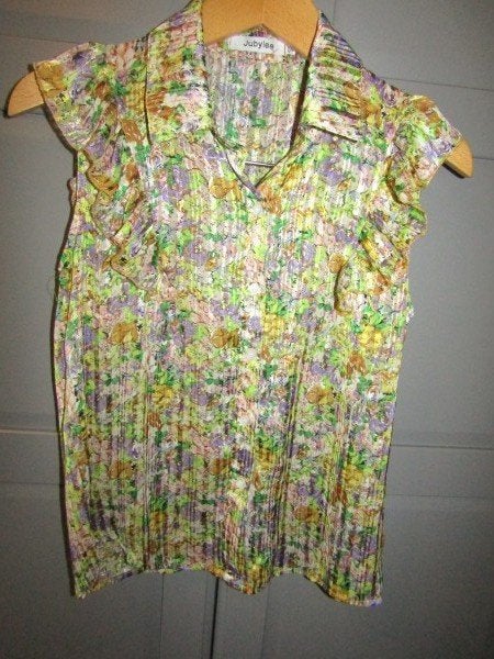 G894 Jubylee mt S-M blouse roezels geel groen glitter, Verzenden, Geel, Zo goed als nieuw, Jubylee