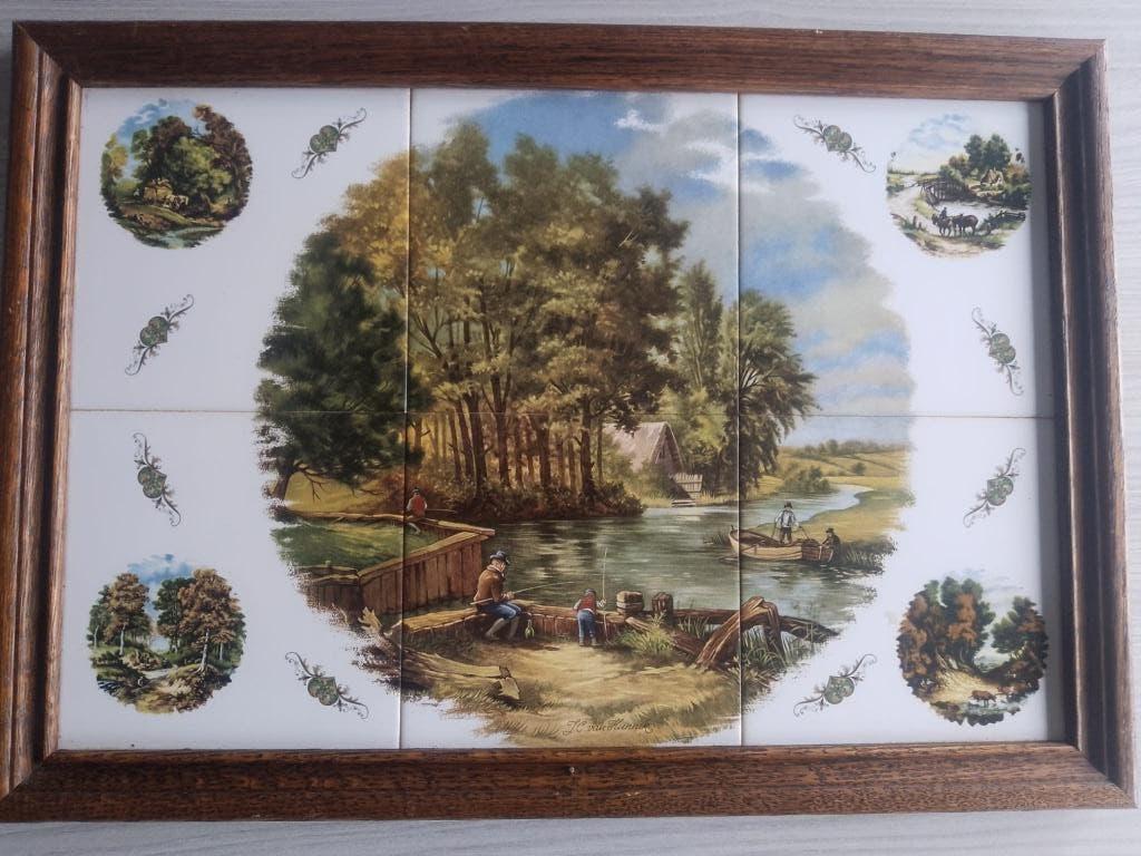 Vintage (6) Tegelplateau J.C. van Hunnik–Landelijk Tafereel, Ophalen