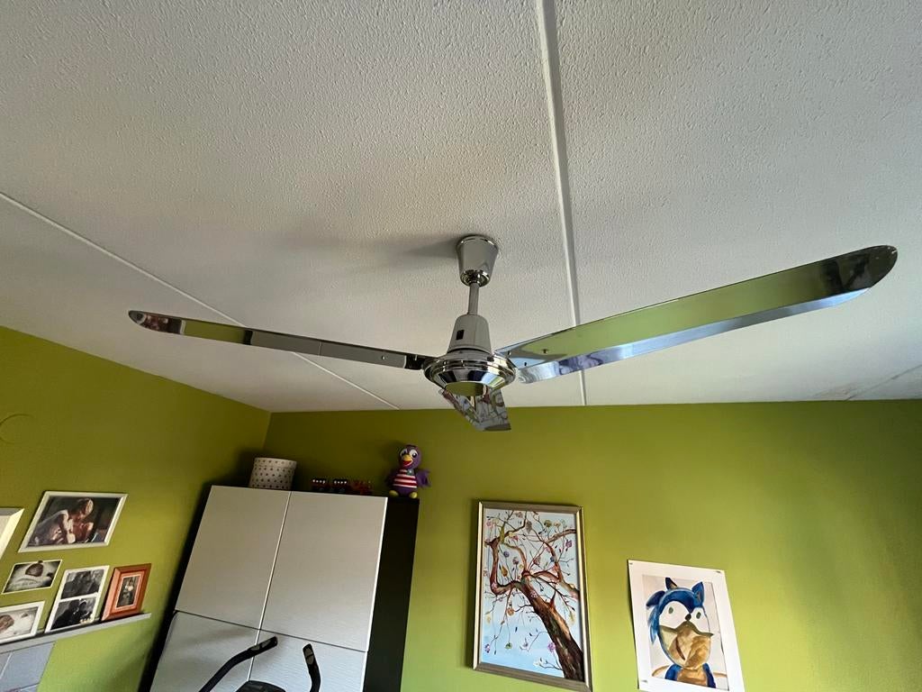 Stijlvolle Plafondventilator - Chroom Design, Witgoed en Apparatuur, Ventilatoren, Gebruikt, Plafondventilator, Ophalen of Verzenden