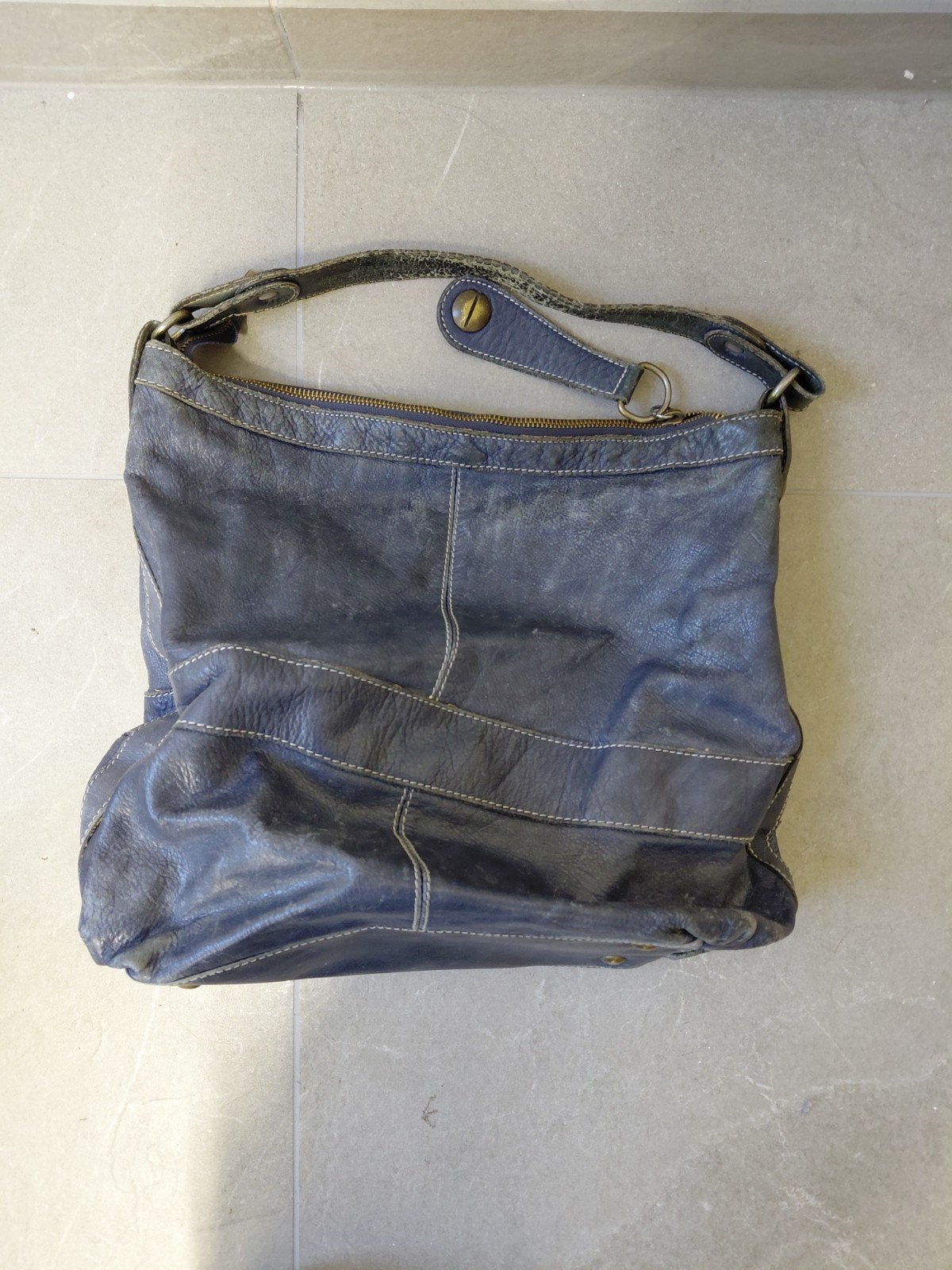 Blauwe leren tas, van gerard darel, Ophalen of Verzenden, Gebruikt, Blauw, Handtas