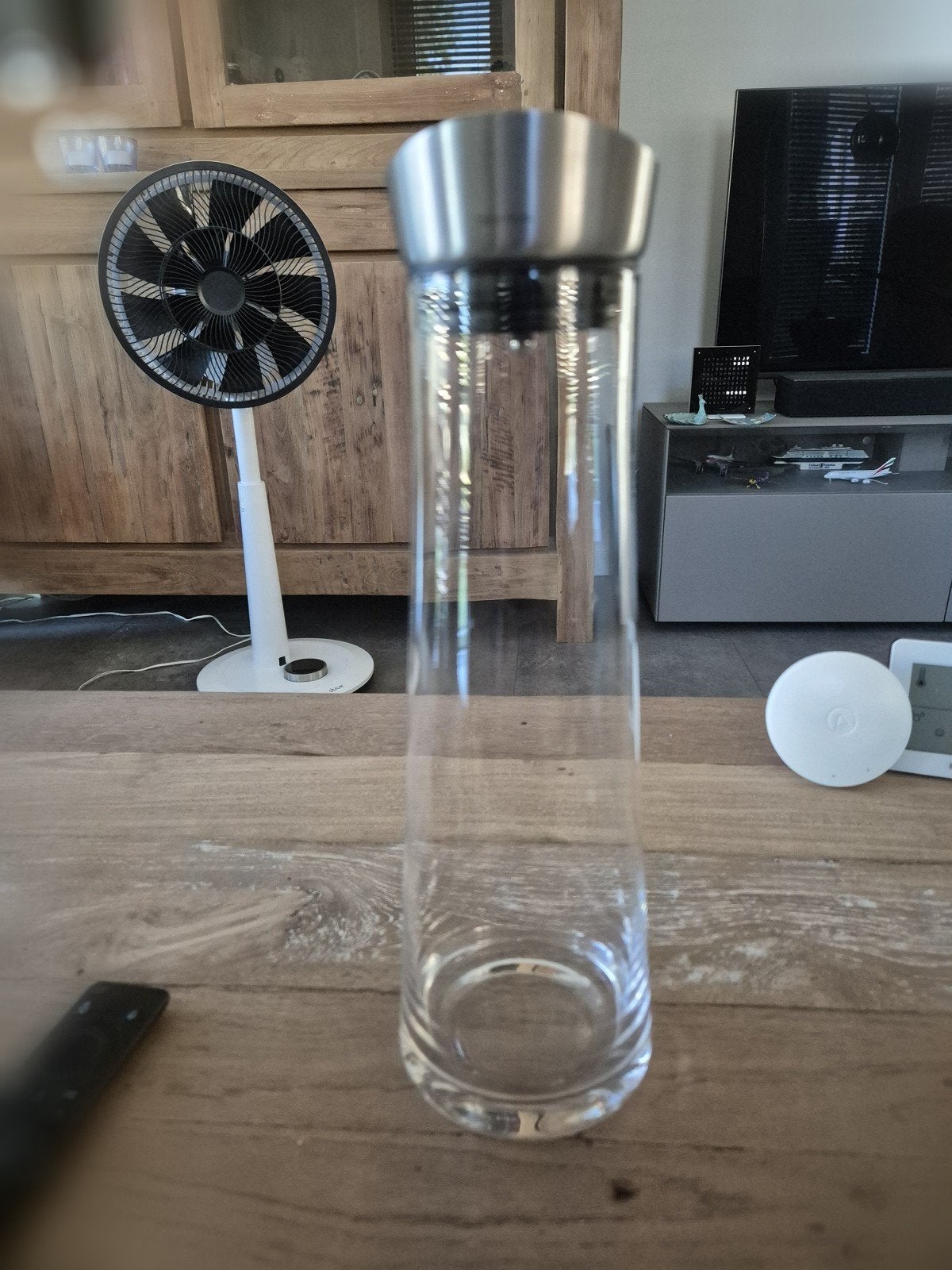 Blomus Waterkaraf 1 liter met RVS schenker, Ophalen of Verzenden, Zo goed als nieuw, Glas