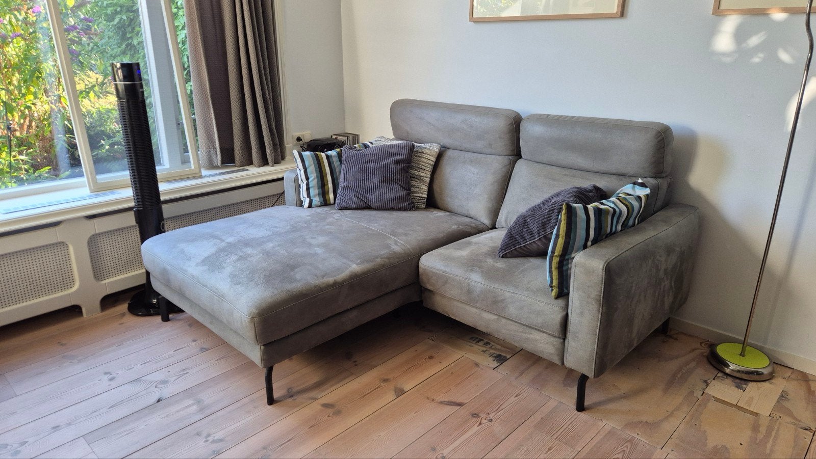 bankstel eco-leder met elektrisch relaxdeel en chaise longue, Ophalen, Zo goed als nieuw, Leer, Design relax