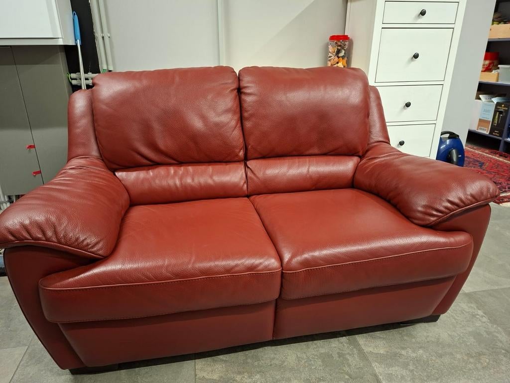 Lederen Bank Natuzzi, Huis en Inrichting, Ophalen, 150 tot 200 cm, Tweepersoons, 75 tot 100 cm