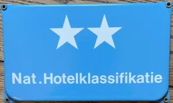 Vintage Emaille Bord Hotel Classificatie 2sterren topstaat, Verzamelen, Ophalen of Verzenden, Zo goed als nieuw, Overige typen