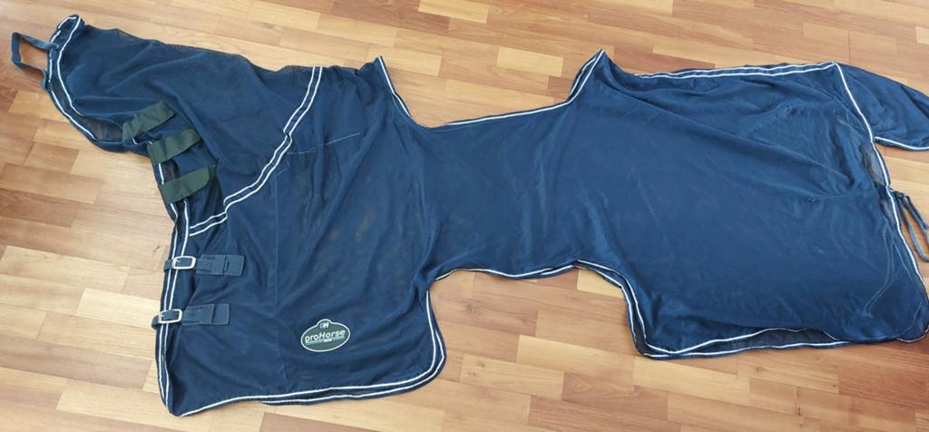 Uitrij-vliegendeken met hals, donkerblauw,maat 145 cm (full), Dieren en Toebehoren, Paarden en Pony's | Dekens en Dekjes, Full (L)