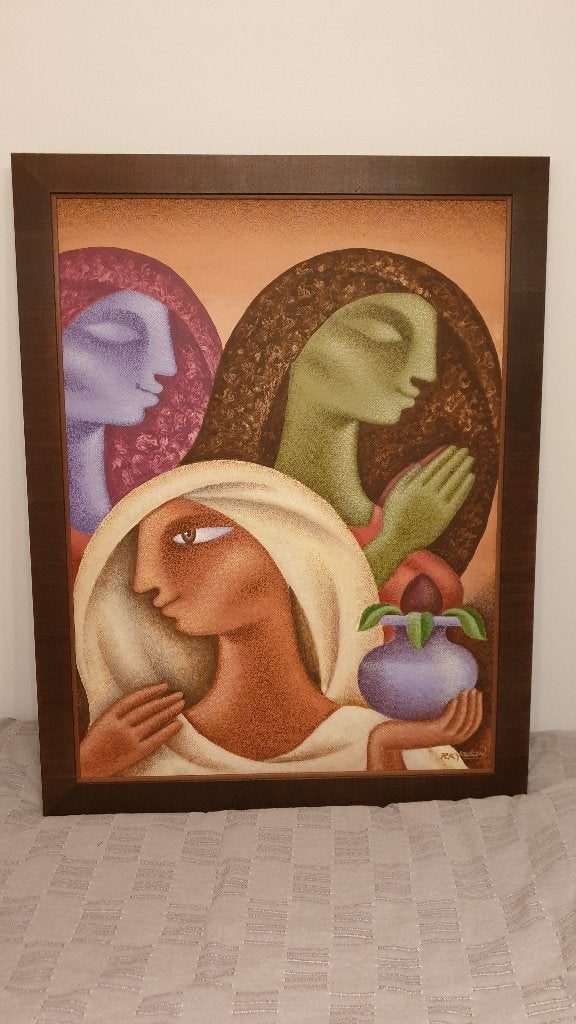 Acryl op canvas - R.K. Yadav, Antiek en Kunst, Ophalen of Verzenden
