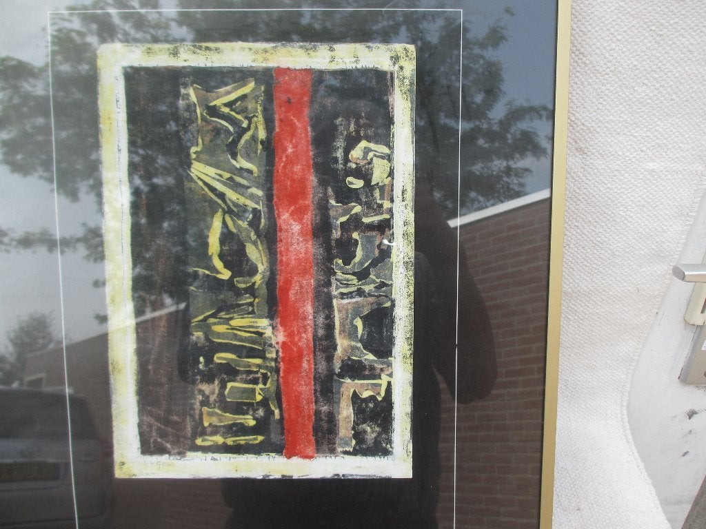 Abstracte litho W van Gent jaren 60/ 70