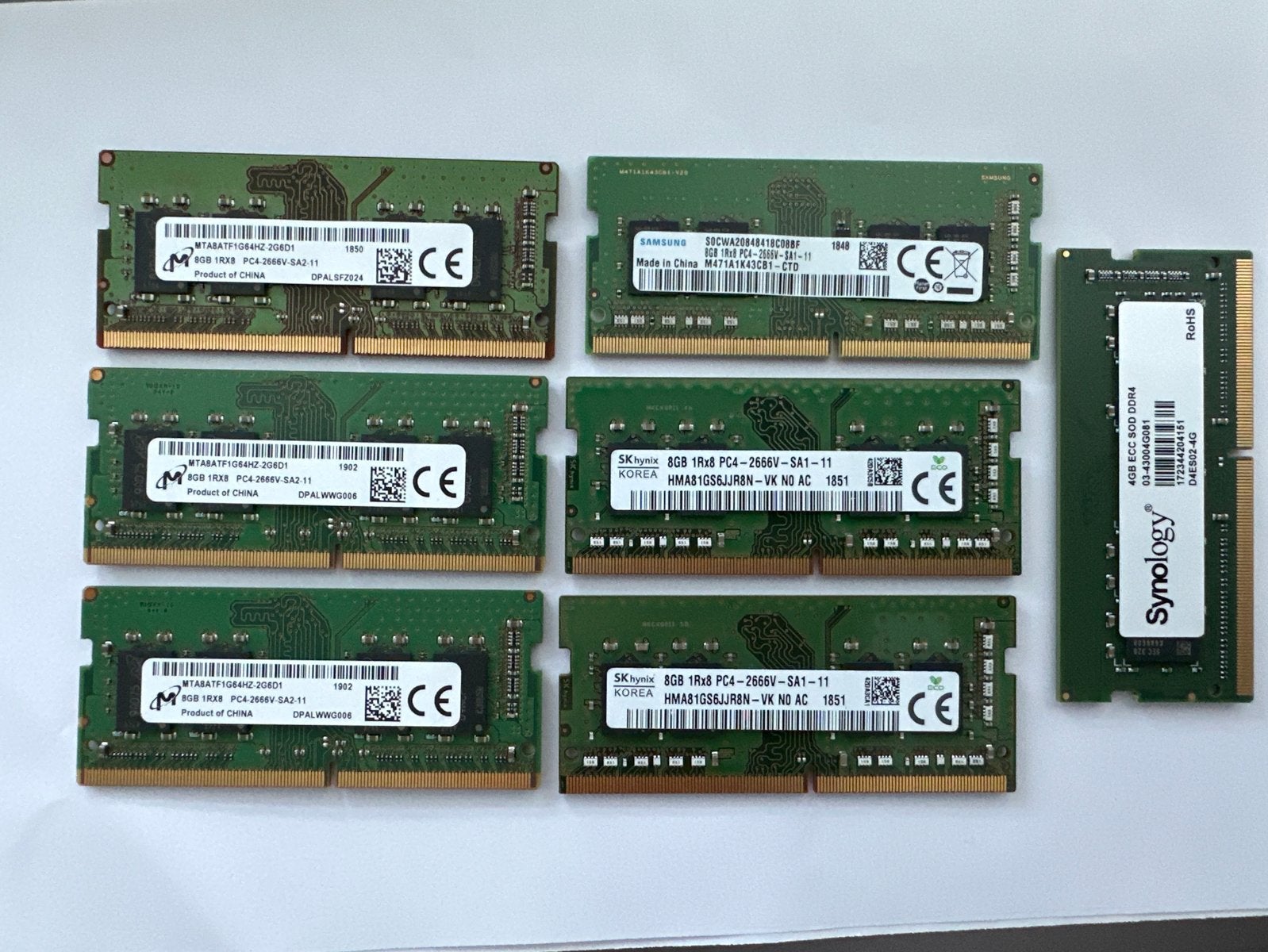 DDR4 RAM Geheugenmodules - 6x 8GB en 1x 4GB, Gebruikt, Server, DDR4, 8 GB
