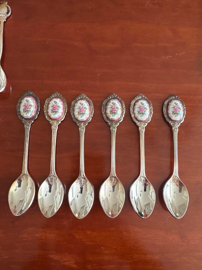Set van 6 Koreaanse lepeltjes met bloemmotief, Ophalen of Verzenden