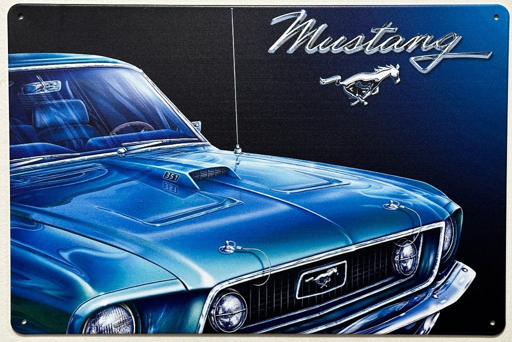 Ford Mustang blauw auto reclamebord van metaal wandbord, Ophalen of Verzenden, Nieuw, Auto's