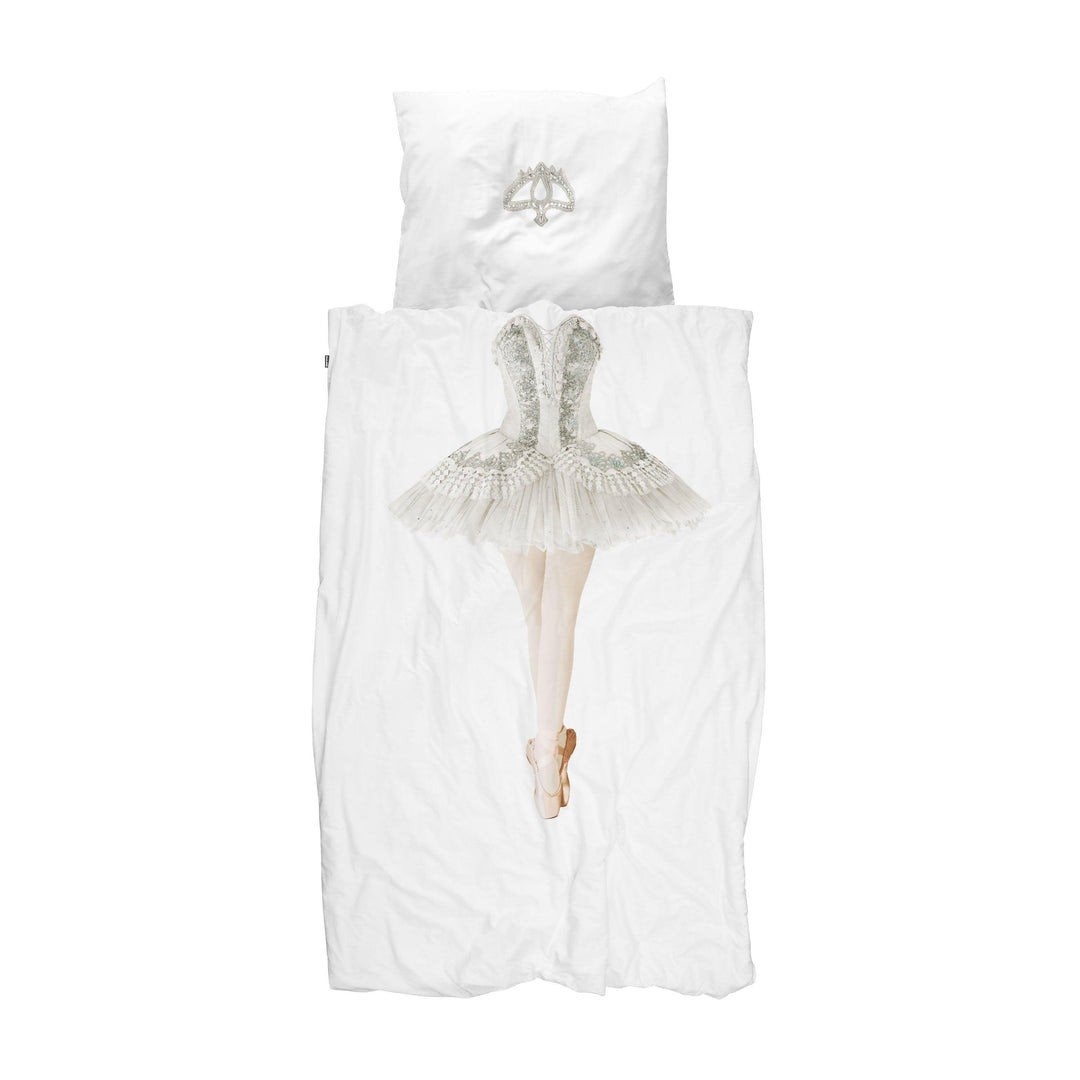 Snurk dekbedovertrek Ballerina met kussensloop, Eenpersoons, Wit, Dekbedovertrek, Katoen