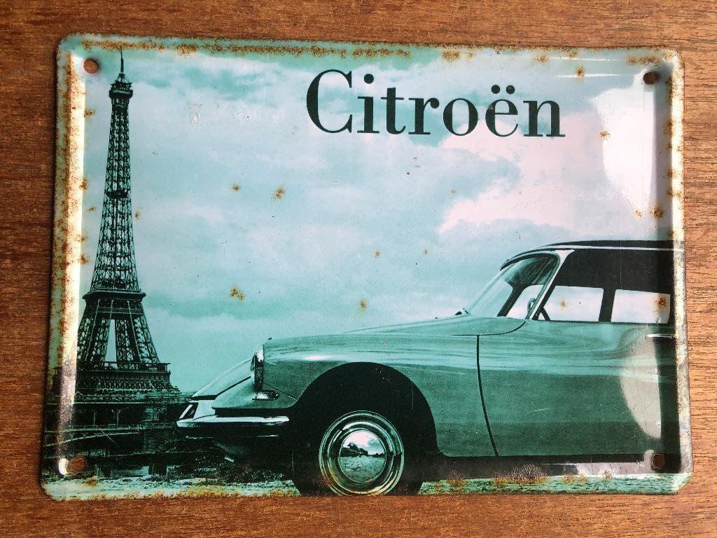 Citroën reclame bord blik ID DS, Verzamelen, Merken en Reclamevoorwerpen, Ophalen of Verzenden, Zo goed als nieuw, Reclamebord