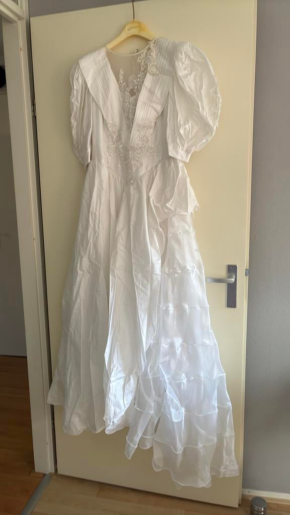 Vintage trouwjurk uit 1991, Ophalen of Verzenden, Gedragen, Wit, Trouwjurk