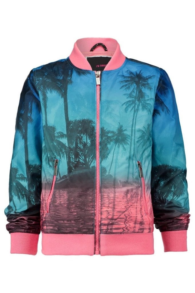 Nieuwe Meisjes Bomberjack - Turquoise / Roze - Maat 146/152, Verzenden, Nieuw, Meisje, Jas