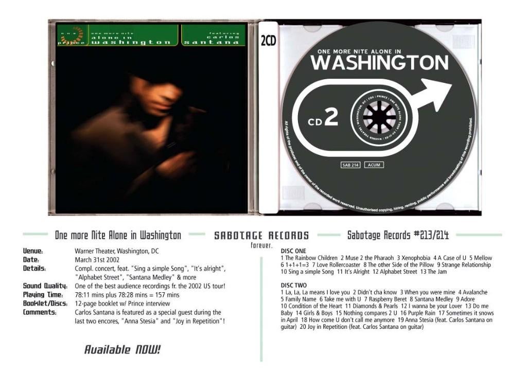 PRINCE - ONE MORE NITE ALONE IN WASHINGTON 2002 (2CD), Verzenden, Nieuw in verpakking