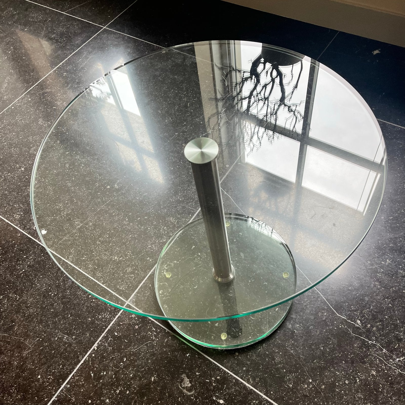 Bijzettafel Metaform van gehard glas, Minder dan 55 cm, Gebruikt, Rond, Glas