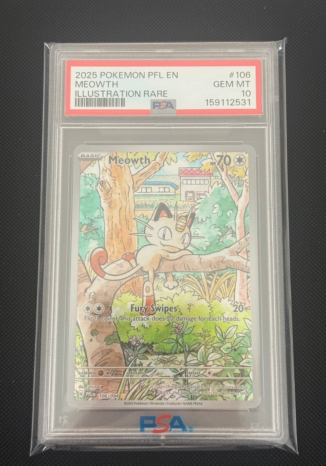 Pokemon | Meowth 106 PSA 10 phantasmal flames ✅✅, Ophalen of Verzenden, Zo goed als nieuw
