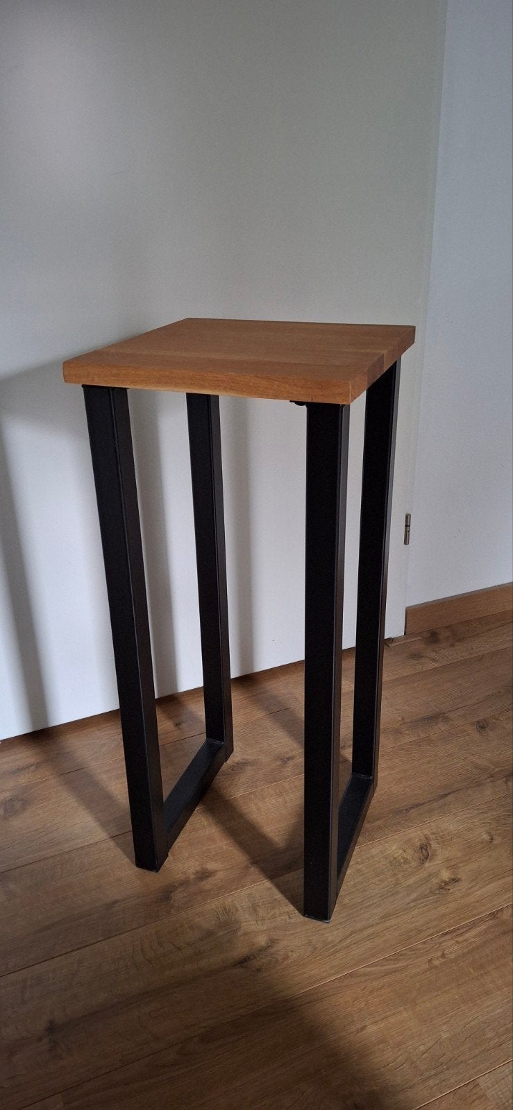 Bijzettafel / Plantentafel - Hout & Metaal, Ophalen, Minder dan 55 cm, Vierkant, Industrieel, Modern