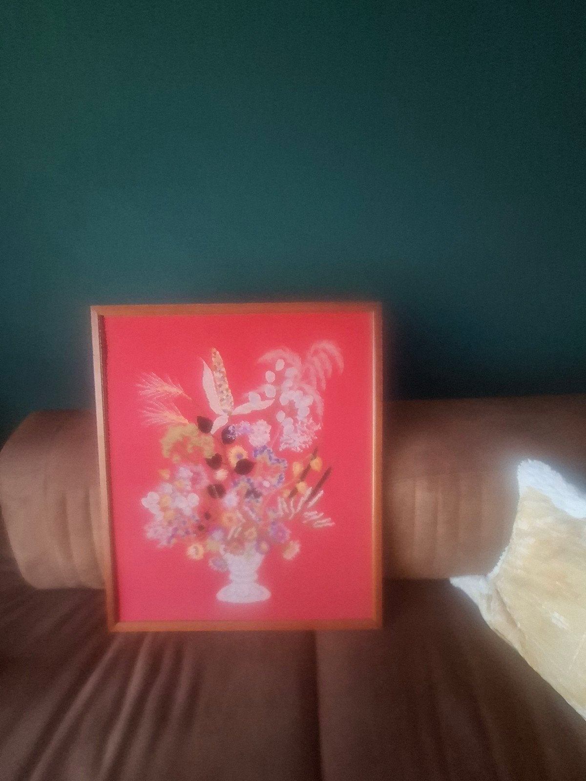 Borduursel Vaas met bloemen, Antiek en Kunst, Ophalen