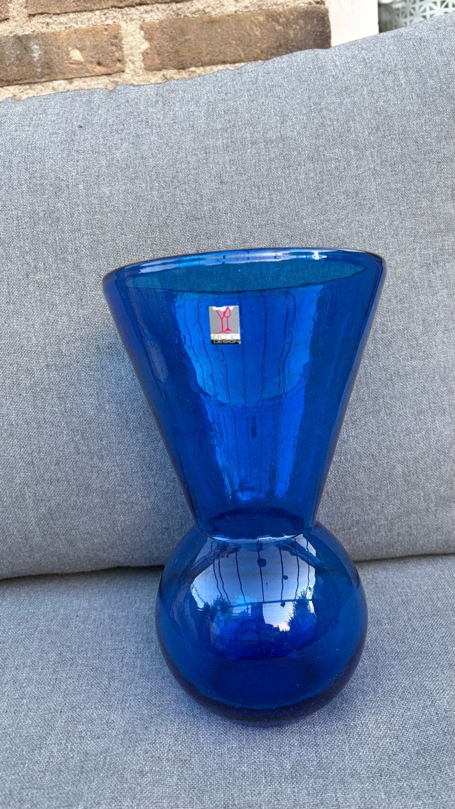 Euroglass Design Kobaltblauwe Vaas sleutelgat, Ophalen of Verzenden
