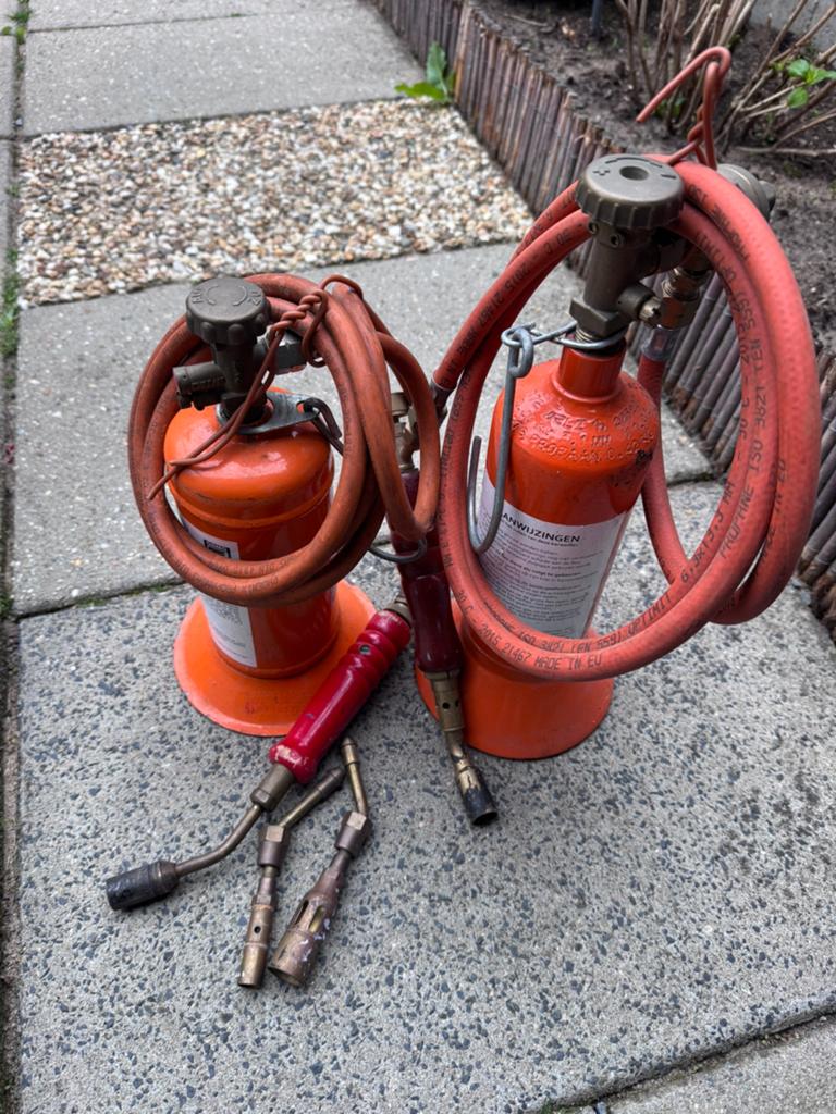 Loodgietersgereedschap 2 gasfles, Ophalen of Verzenden, Zo goed als nieuw