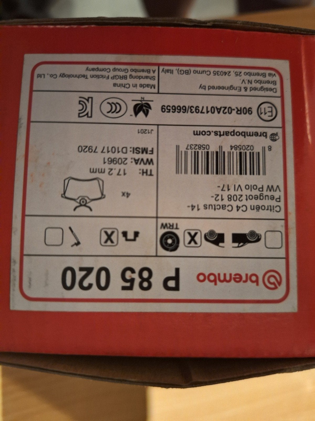 Foto 9 van Brembo P 85 020 Remblokken voor Citroën, Peugeot, VW
