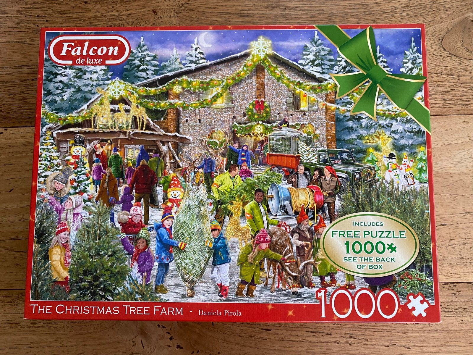 Falcon de Luxe Kerstpuzzel 2x1000 stukjes, Ophalen of Verzenden, 500 t/m 1500 stukjes, Zo goed als nieuw, Legpuzzel