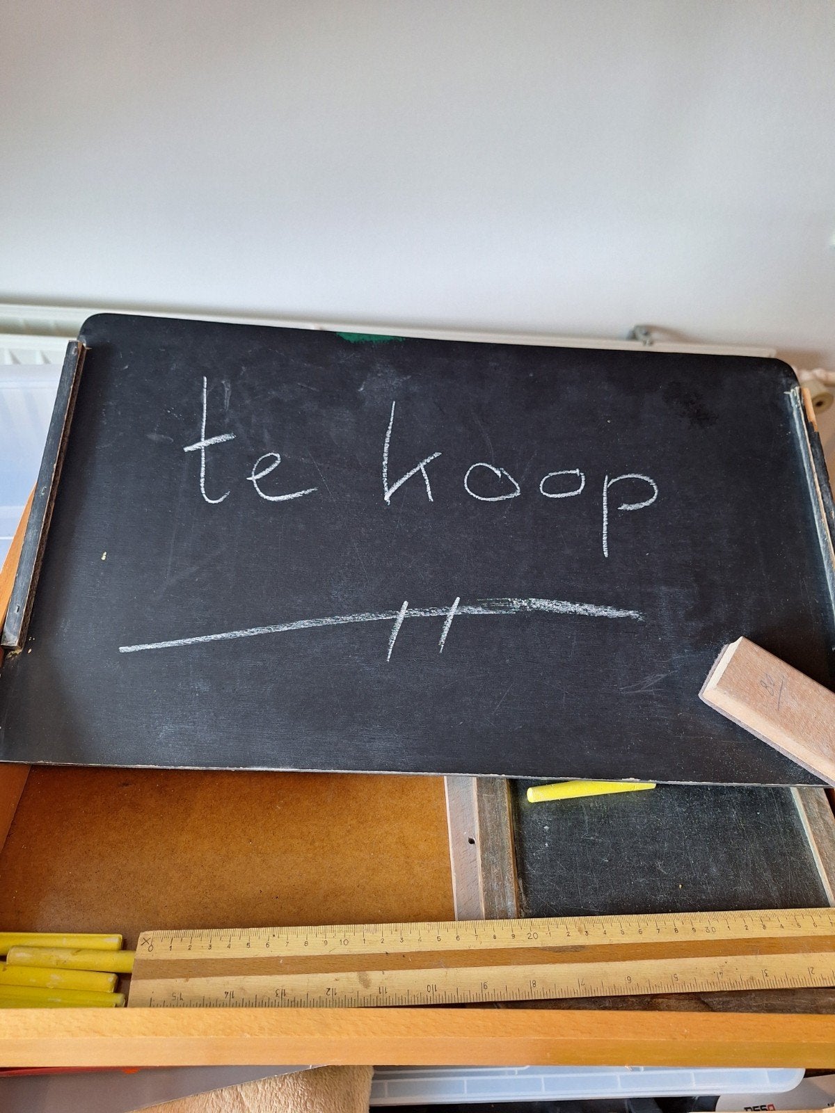 Krijtbord schrijfbureau kantelbaar, Ophalen, Gebruikt
