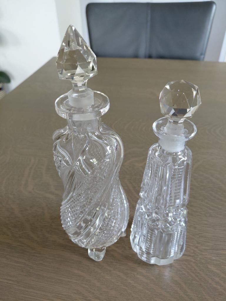ANTIEKE BOUDOIR PARFUMFLESJES -  KRISTALGLAS - BEGIN 1900, Ophalen of Verzenden