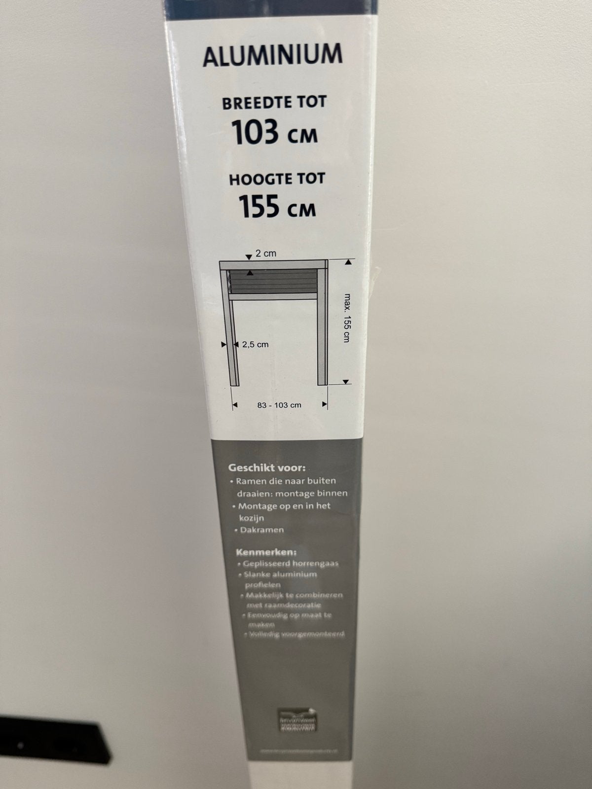 Bruynzeel Plisséhor voor ramen - Aluminium, tot 103x155 cm, Ophalen, 80 tot 100 cm, Hordeur, Minder dan 200 cm