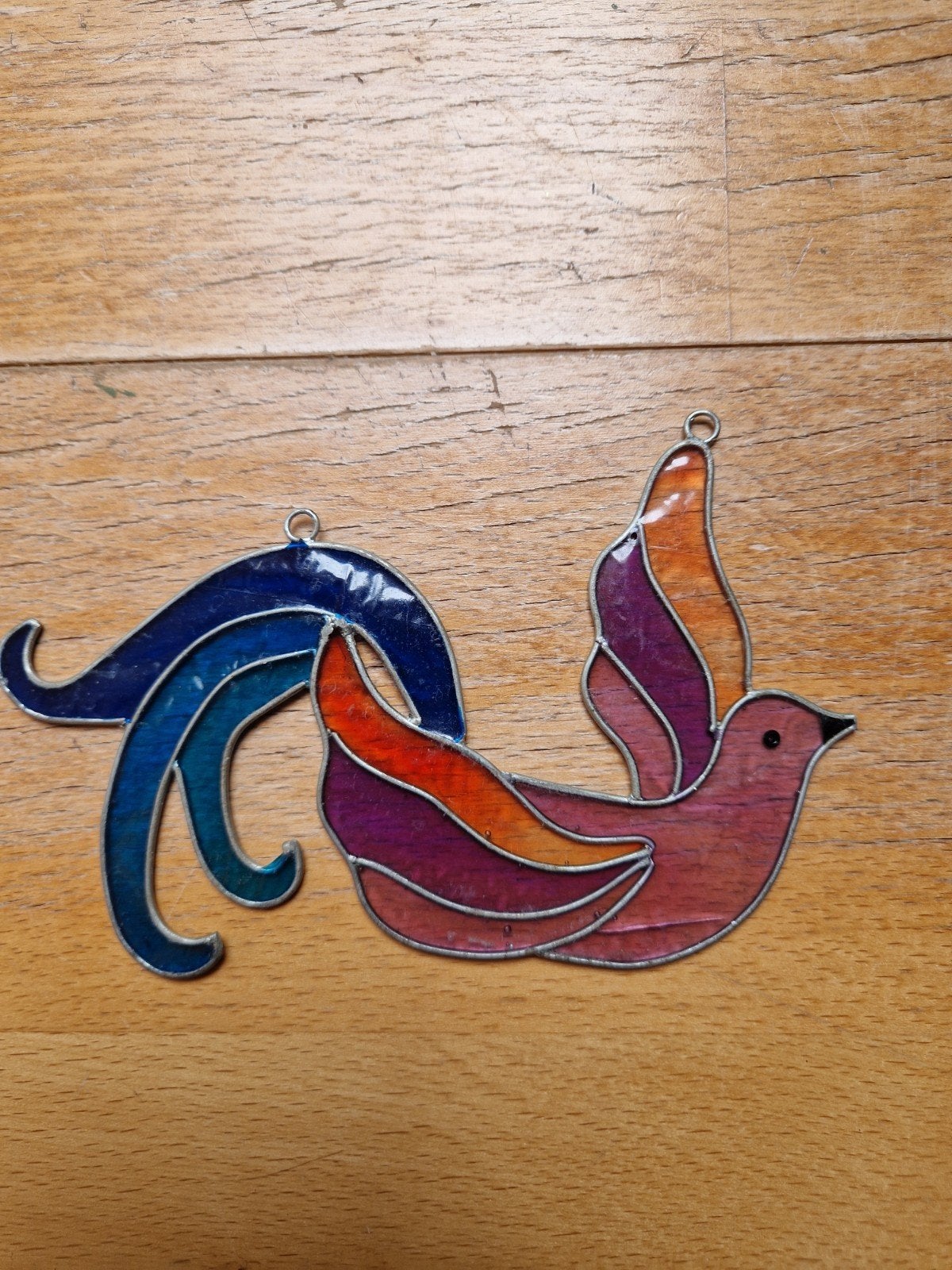 Kleurrijke glas-in-lood vogel, Huis en Inrichting, Gebruikt, Meerkleurig, Ophalen of Verzenden, Modern