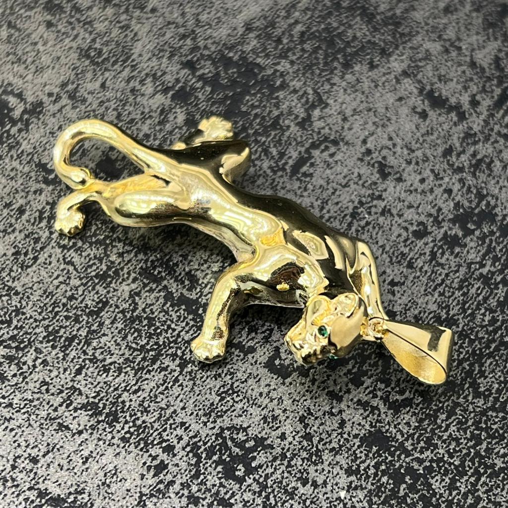 14 karaat gouden panter kettinghanger hanger groot, Ophalen of Verzenden, Nieuw, Goud, Kruis of Symbool