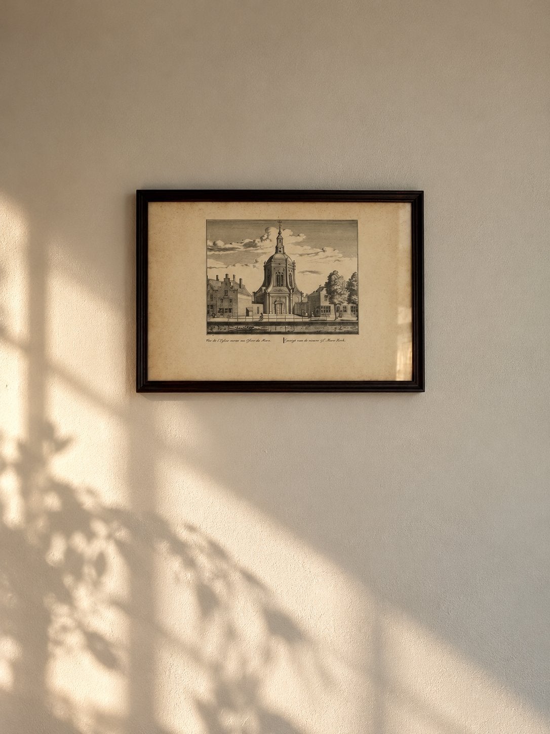 Historische Kopergravure Marekerk Leiden, Antiek en Kunst, Met tekst, Stadsgezicht, Ophalen of Verzenden, Gravure