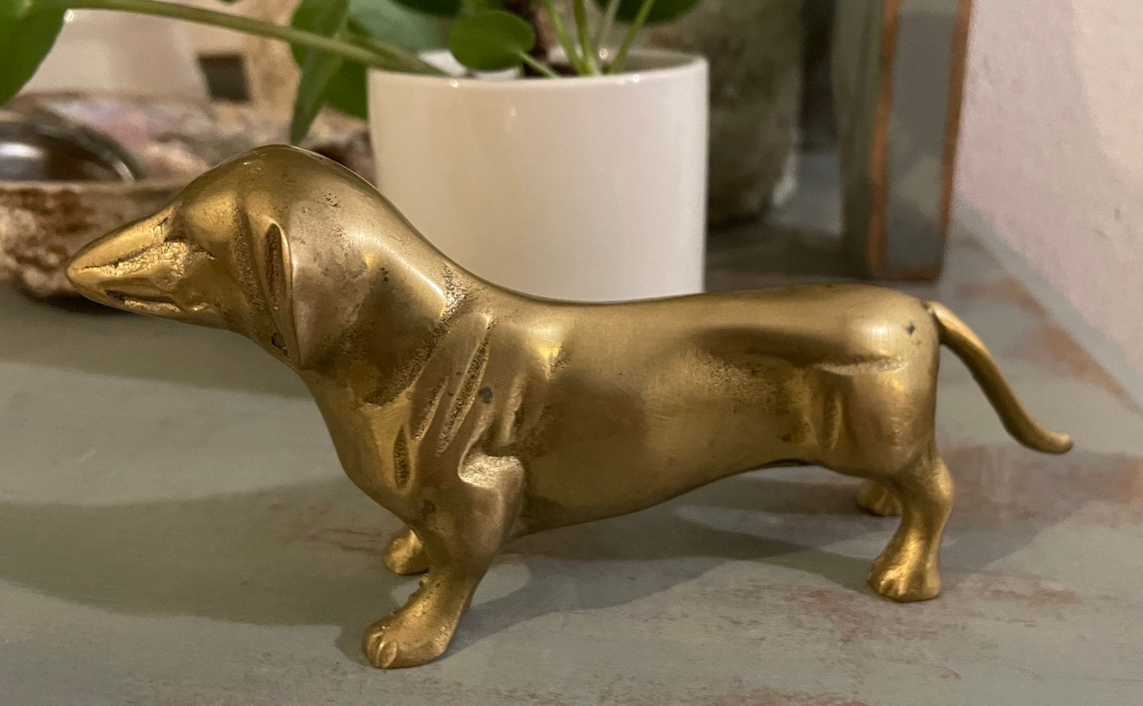 Koper messing teckel dachshund takshond, Ophalen of Verzenden, Zo goed als nieuw, Dier