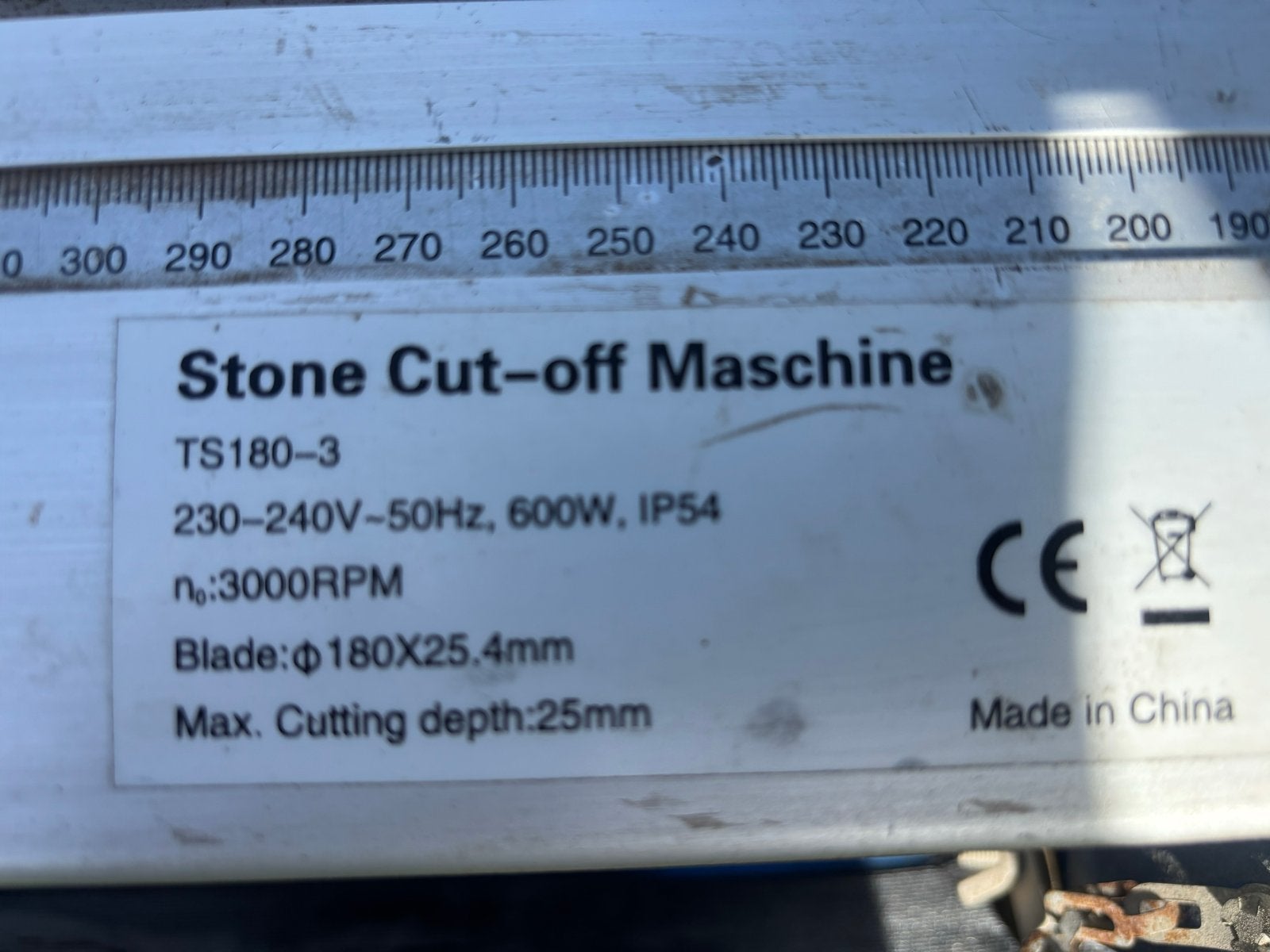 Steenzaagmachine TS180-3 - 600W, 25mm zaagdiepte, Ophalen, Minder dan 30 mm, Gebruikt, Overige typen