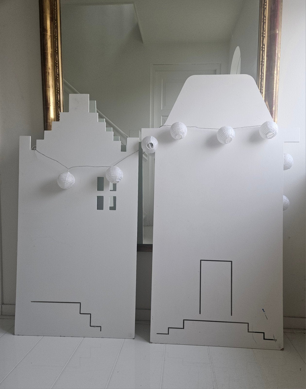Houten huisjes decoratieve panelen voor kinderkamer, Gebruikt, Overige merken, Ophalen of Verzenden, Wit