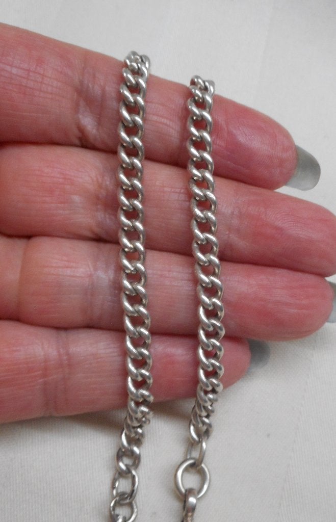 Zilveren antieke horloge ketting met veerslot nr.349, Verzenden, Zilver, Overige merken, 1900 tot 1930